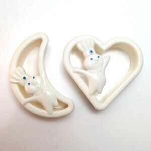 Vintage 90s Pillsbury Doughboy Cookie Cutters Heart Moon Baking Cute Collectible